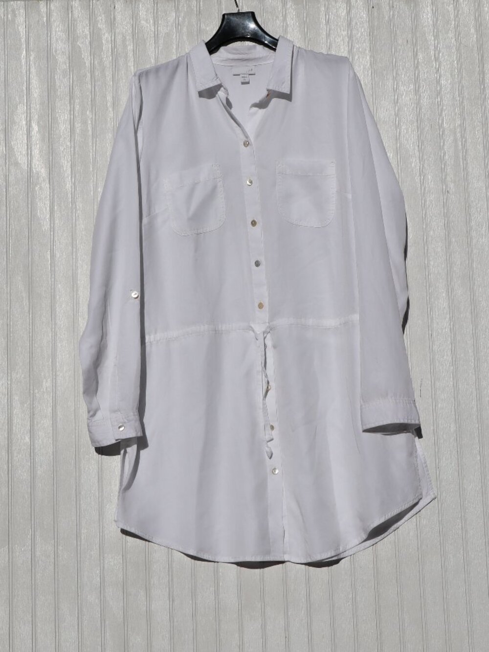 J. Jill White Button Down Long sleeve Tunic Top